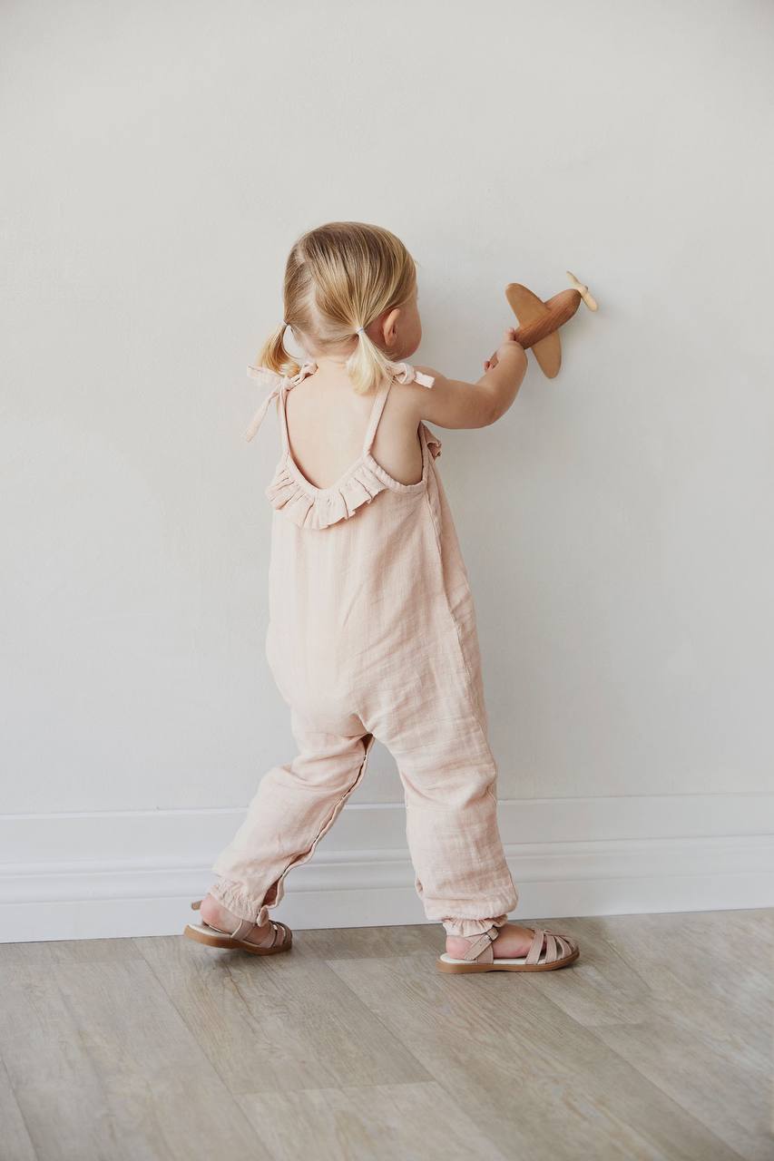 Organic Cotton Muslin Phillipa Jumpsuit - Dusky Rose