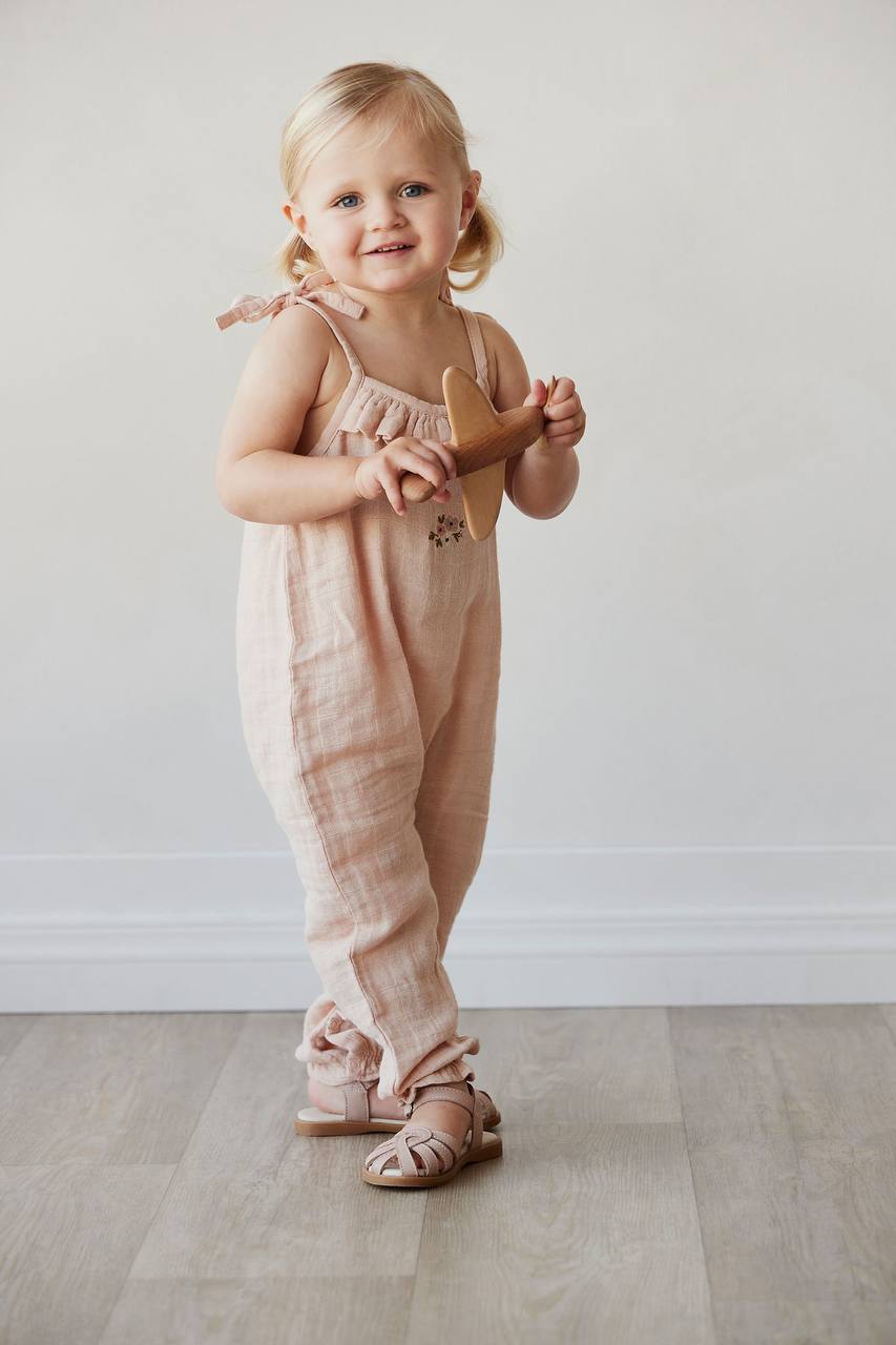 Organic Cotton Muslin Phillipa Jumpsuit - Dusky Rose