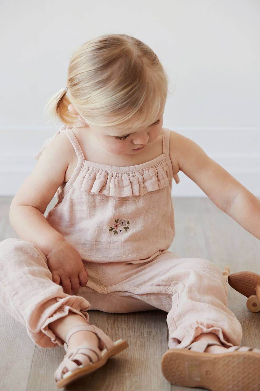 Organic Cotton Muslin Phillipa Jumpsuit - Dusky Rose