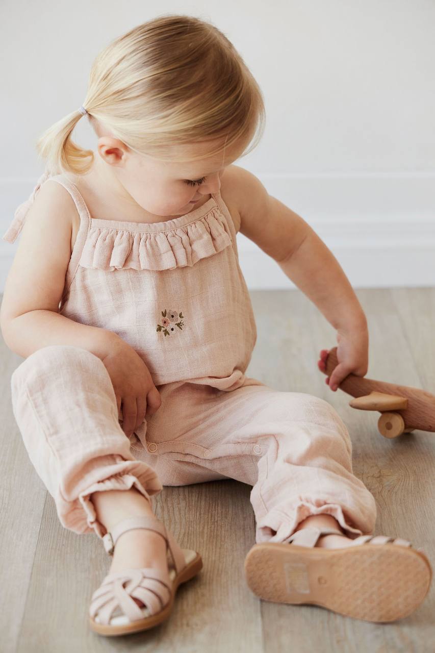 Organic Cotton Muslin Phillipa Jumpsuit - Dusky Rose