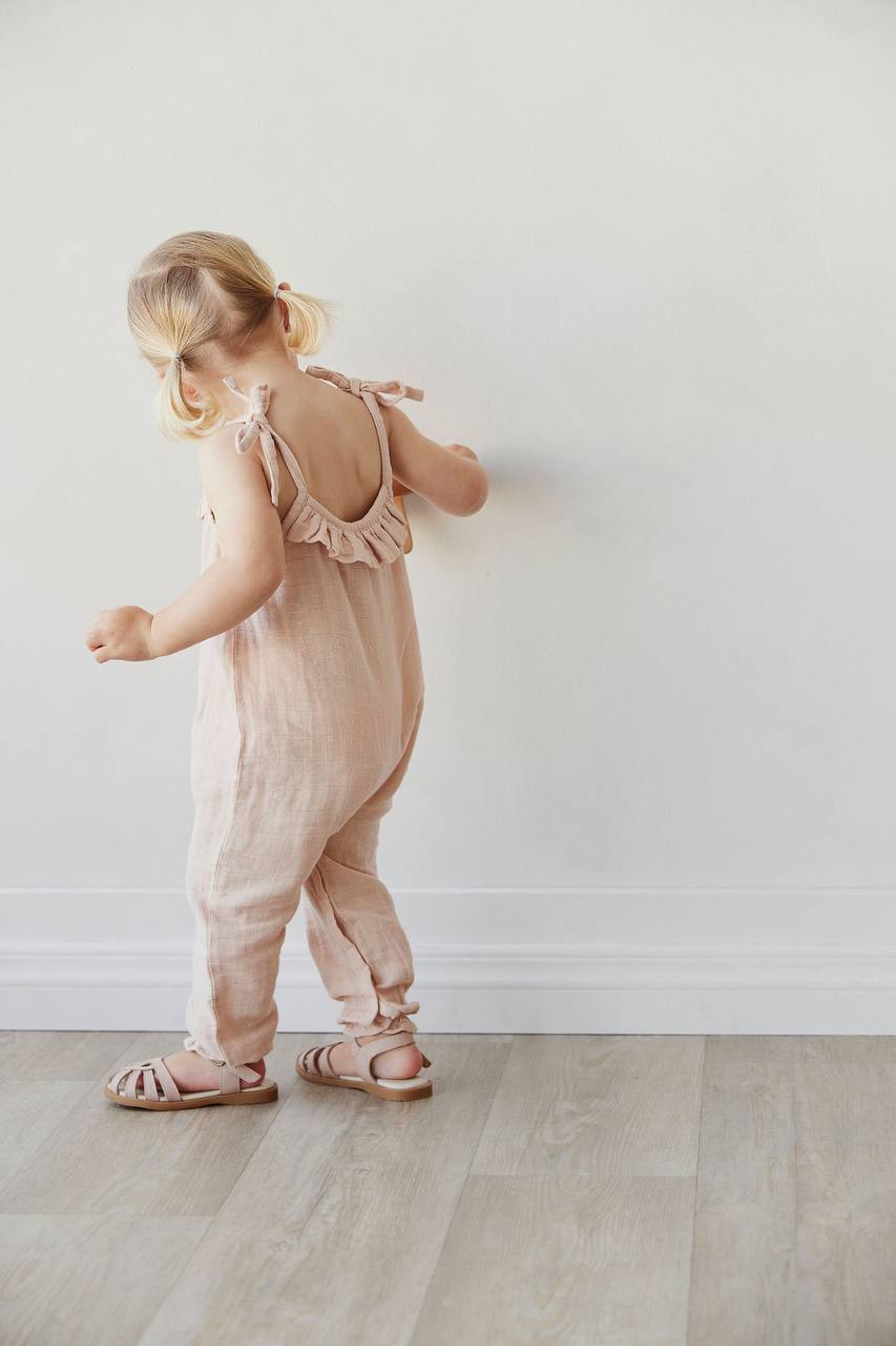 Organic Cotton Muslin Phillipa Jumpsuit - Dusky Rose