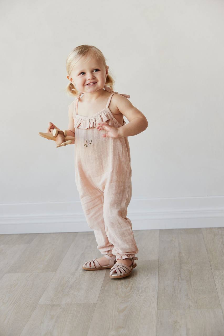 Organic Cotton Muslin Phillipa Jumpsuit - Dusky Rose