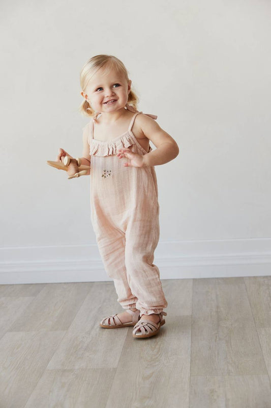 Organic Cotton Muslin Phillipa Jumpsuit - Dusky Rose