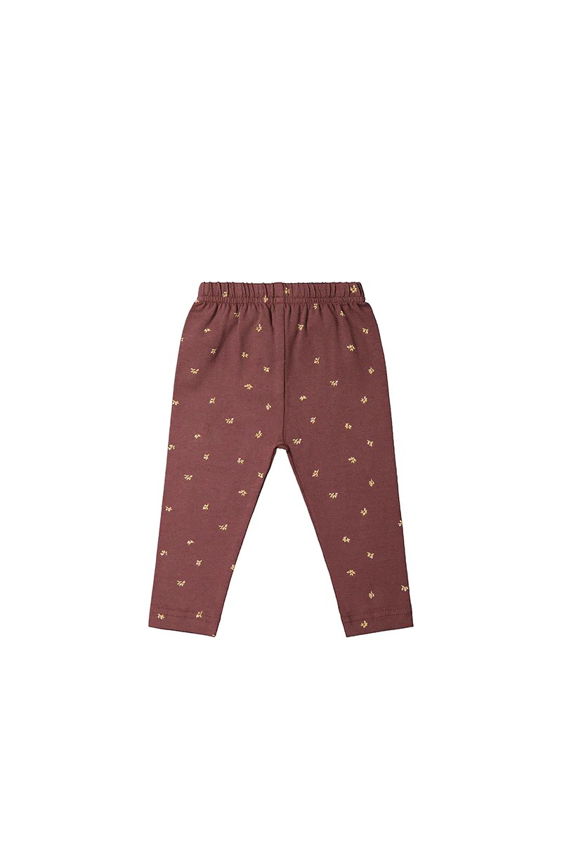 Organic Cotton Ana Legging - Lea Floral Deep Brown (1YR)