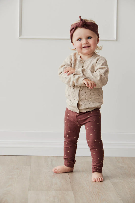 Organic Cotton Ana Legging - Lea Floral Deep Brown (1YR)