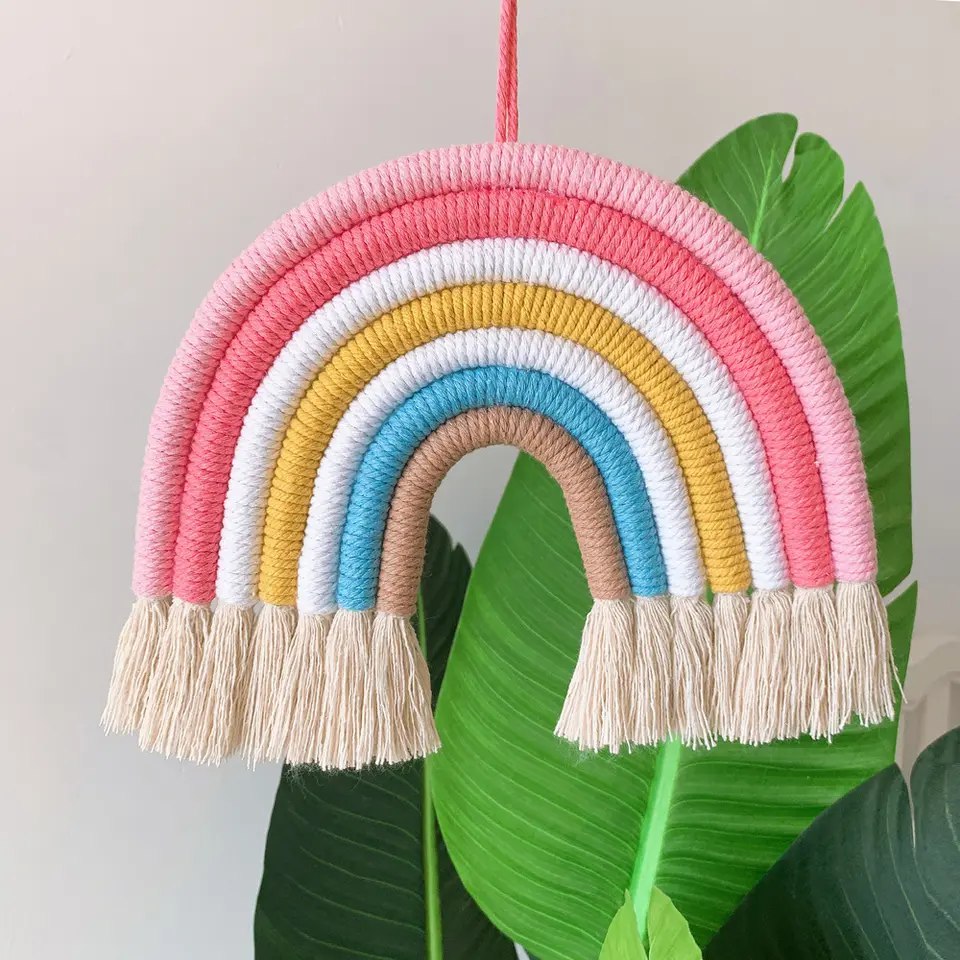 Rainbow macrame decor