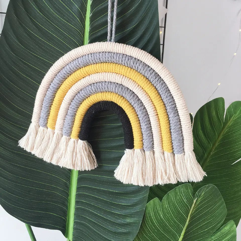 Rainbow macrame decor