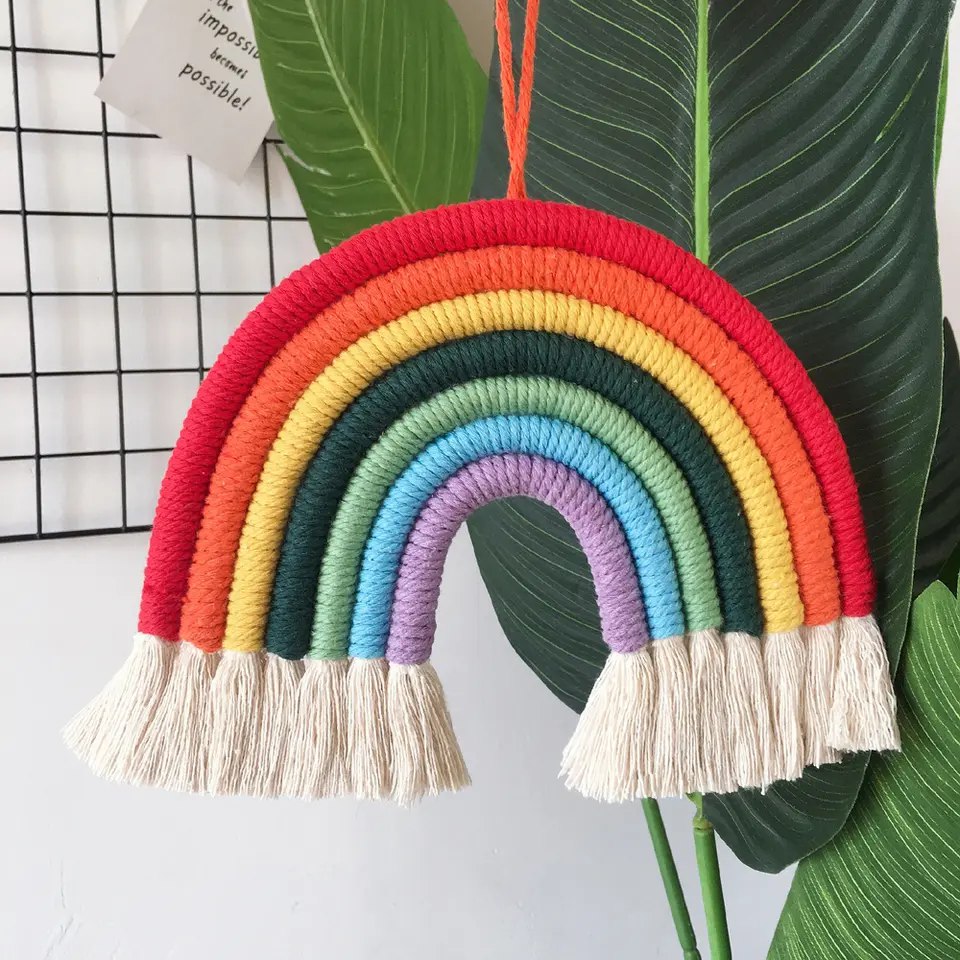 Rainbow macrame decor