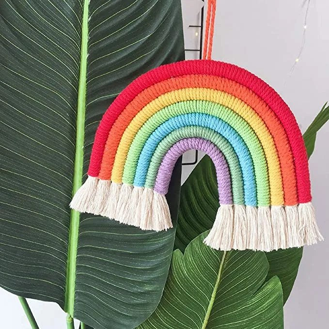 Rainbow macrame decor